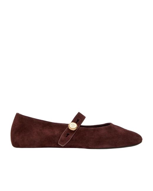 Tory Burch Brown Romy Suede Mary Jane Flats