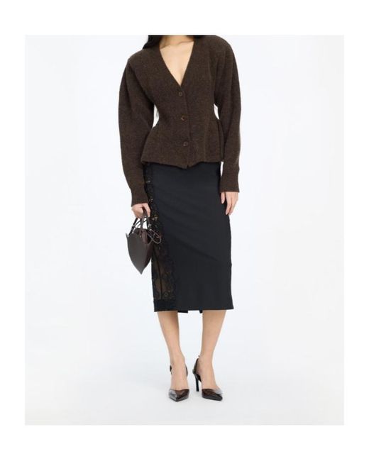 ROTATE BIRGER CHRISTENSEN Brown Alpaca Blend Cardigan