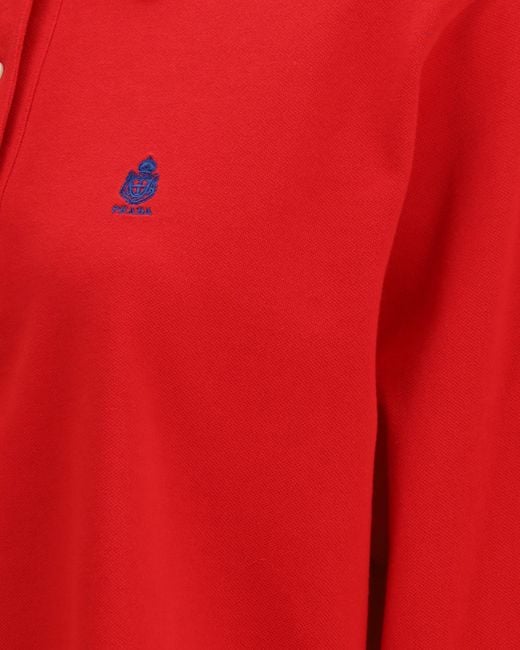 Prada Red Long-Sleeved Polo Shirt