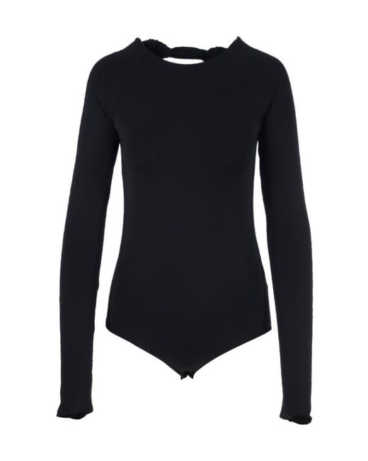 Jil Sander Blue Open-Back Long-Sleeved Crewneck Bodysuit