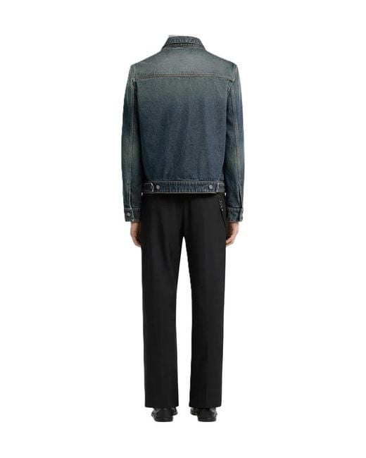 Courreges Blue Logo-Embroidered Faded-Effect Denim Jacket for men