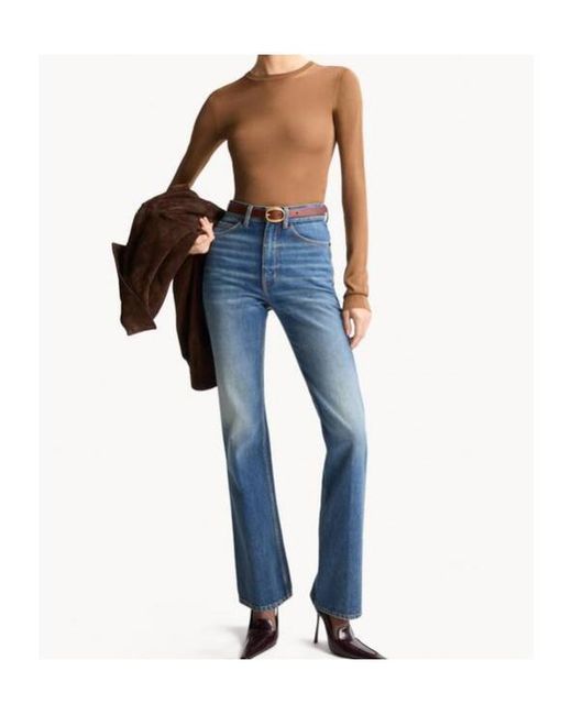 Saint Laurent Blue Clyde High-Rise Straight Jeans
