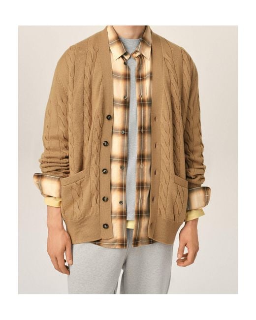AMI Brown Ami Cable Stitch Cardigan for men