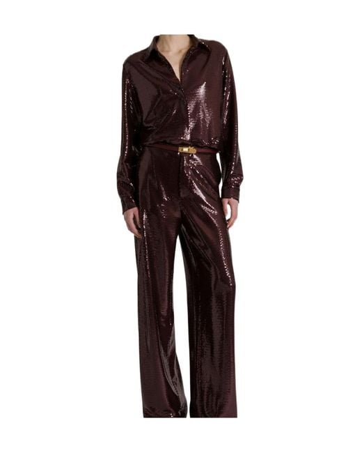Alberta Ferretti Purple Glossy Sequin Shirt