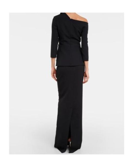 Safiyaa Black Sequined Asymmetric Crêpe Top