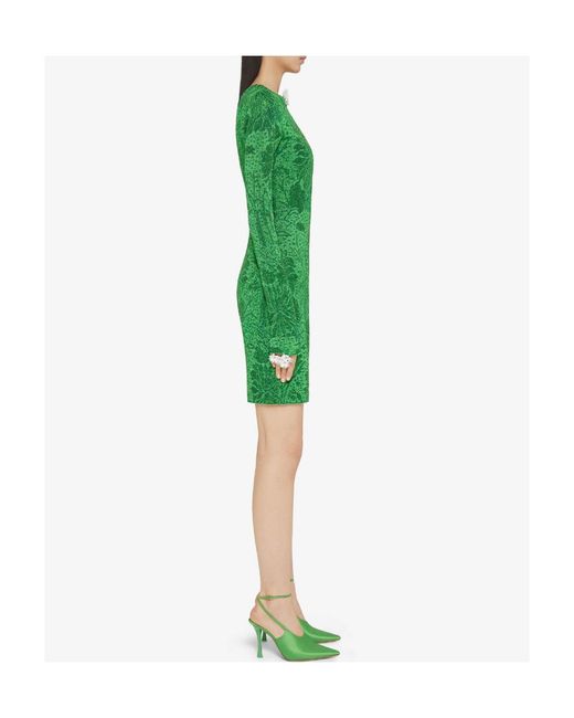 Givenchy Green Lurex Floral Jacquard Dress