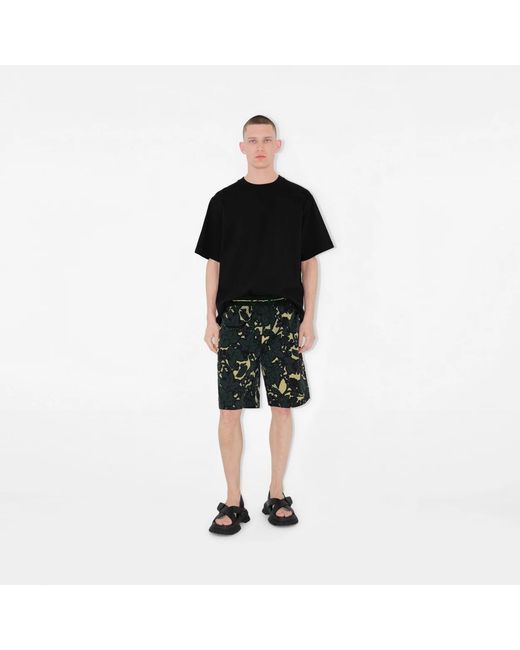 Burberry Green Floral-Print Bermuda Shorts for men
