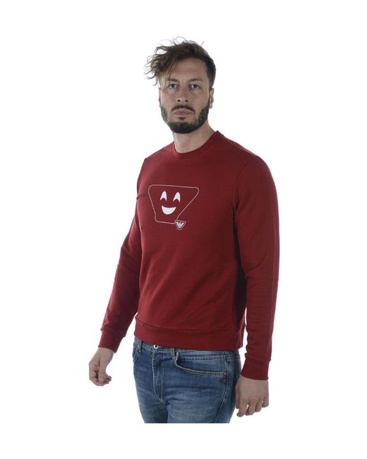 Emporio Armani Red Logo Round-Neck Sweater for men
