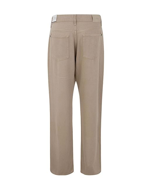 7 For All Mankind Gray Tess Logo-Patch Straight-Leg Trousers