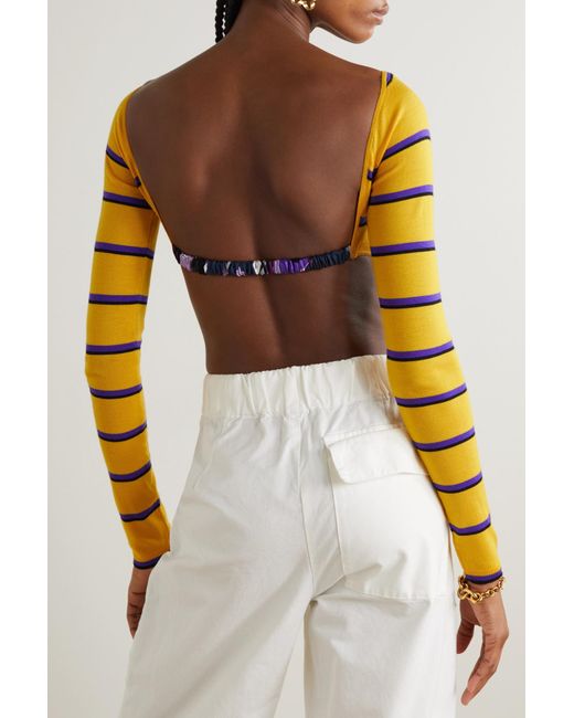 Emilio Pucci Yellow Stripe-Jacquard Wool Cropped Top
