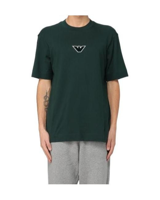 Emporio Armani Green Logo Pattern T-Shirt for men