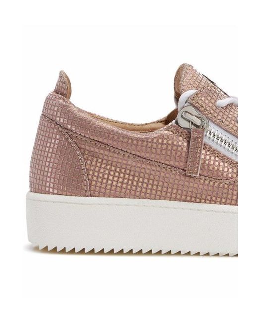 Giuseppe Zanotti Pink Logo Plaque Lace-Up Sneakers