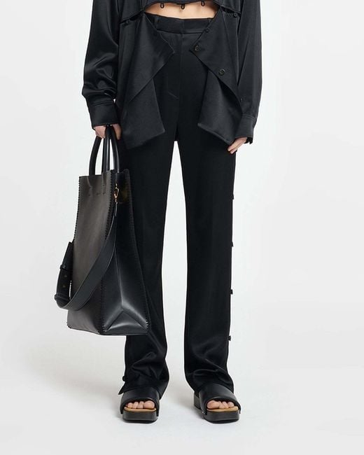 Nanushka Black Felina Straight-Leg Satin Trousers