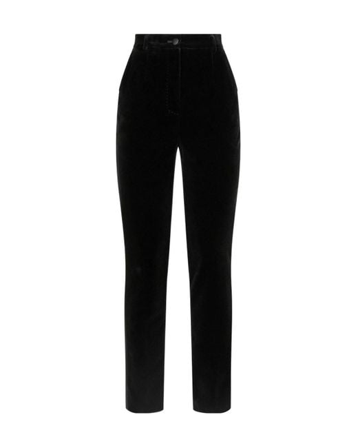 Dolce & Gabbana Black Tailored Velvet Tuxedo Pants