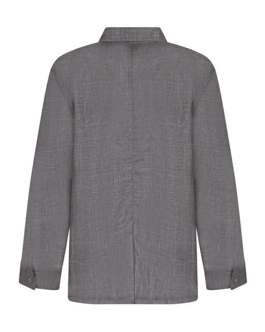 Officine Generale Gray Officine Générale Textured Button-Front Shirt for men
