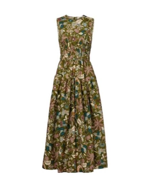 Ulla Johnson Green Printed Mid-Length Dress