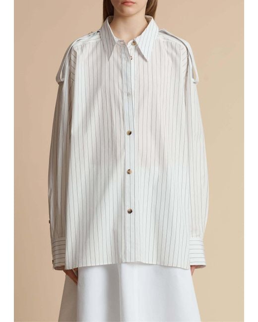 Khaite White The Tamal Striped Button-Up Shirt