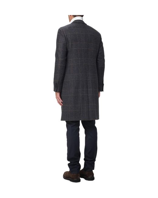 Lardini Black Checked Wool Coat for men