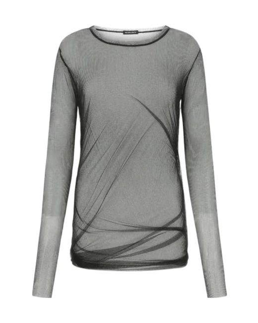 Ann Demeulemeester Gray Tulle Long-Sleeved T-Shirt