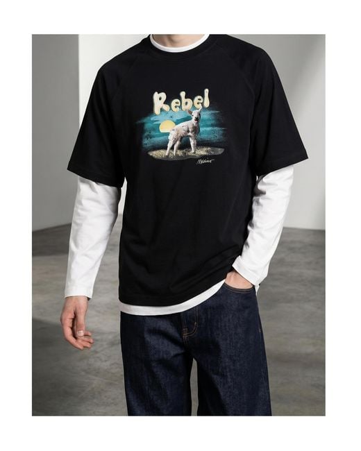 Moschino Black Double Layer 'Rebel' T-Shirt for men