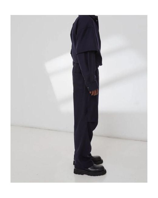DARKPARK Blue Belted Wide-Leg Pants for men
