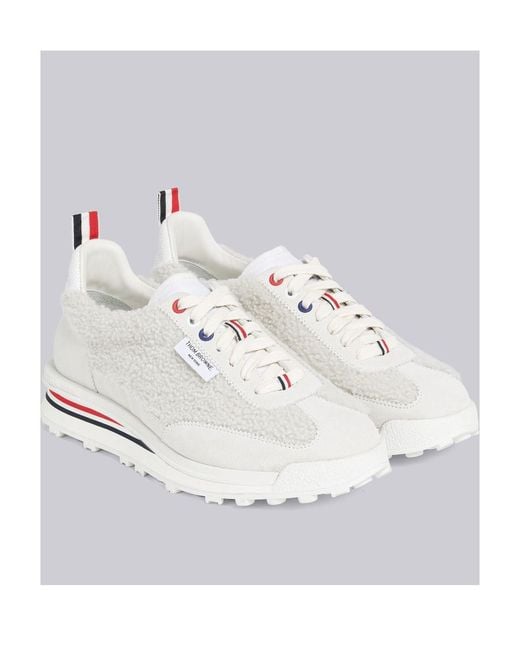 Thom Browne White Tech Runner Shearling Sneakers