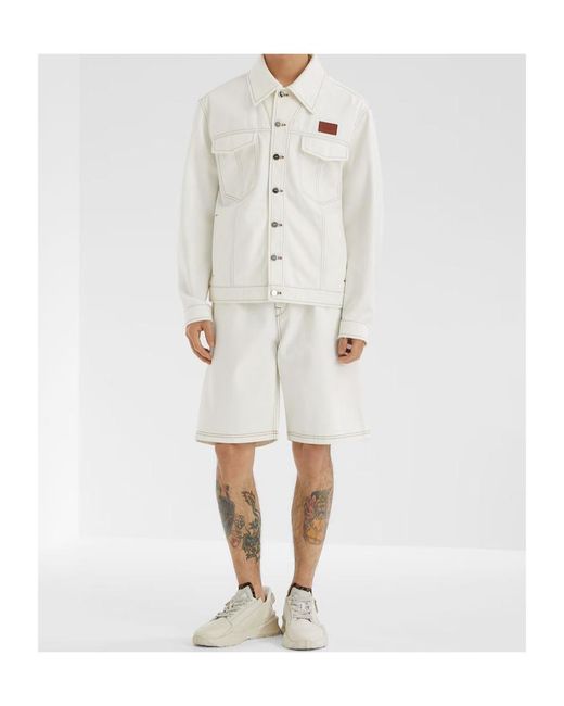 Fendi White Logo Patch Oversized Jeans Jacket for men
