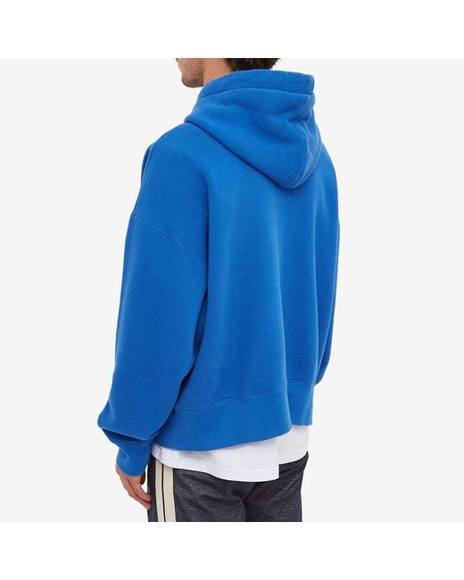 Palm Angels Blue Shark Logo Drawstring Hoodie for men
