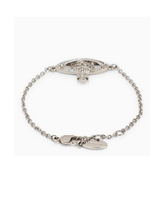 Vivienne Westwood White Orb Embellished Chain-Linked Bracelet
