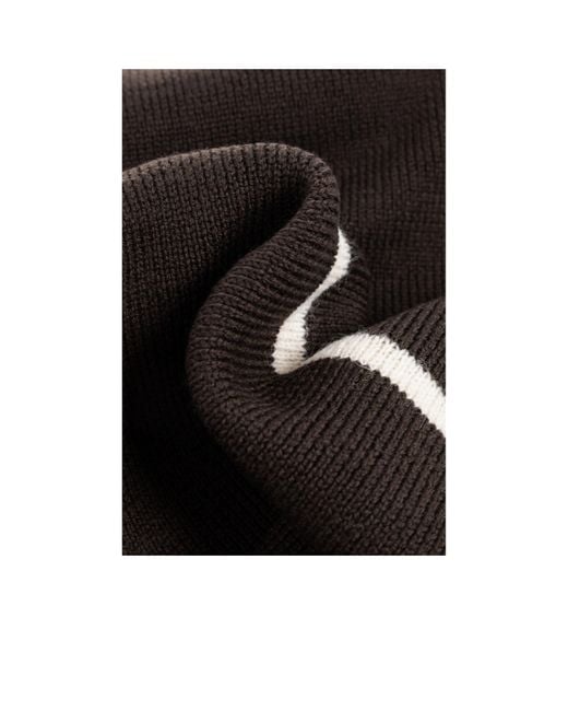 Moschino Black Logo Embroidery Striped Scarf for men