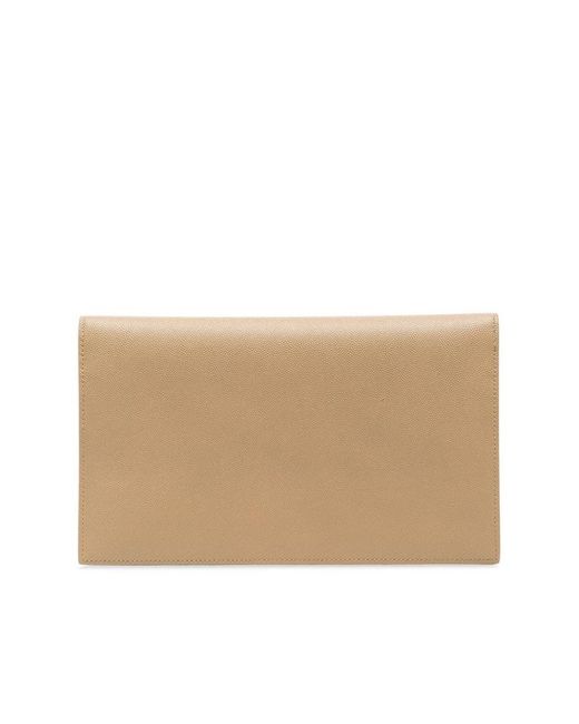 Saint Laurent Natural Uptown Cassandre Leather Envelope
