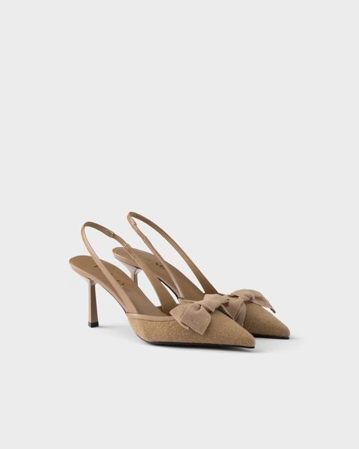 Prada Metallic Fabric Slingback Pumps