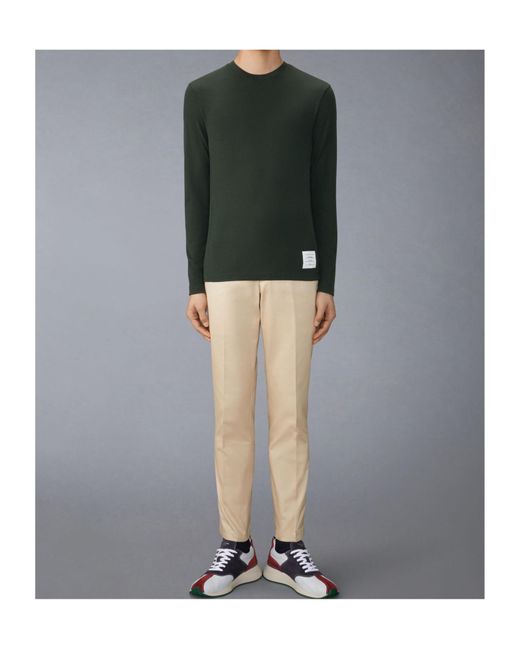 Thom Browne Green 4-Bar Stripe Intarsia-Knit Jumper for men
