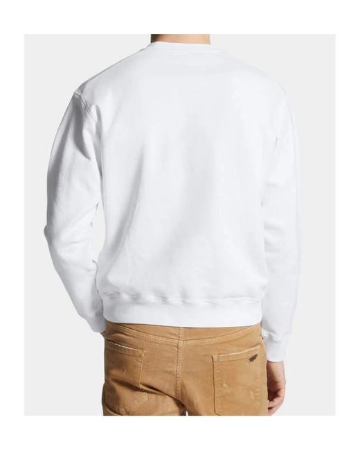 DSquared² White Logo Printed Crewneck Sweatshirt for men