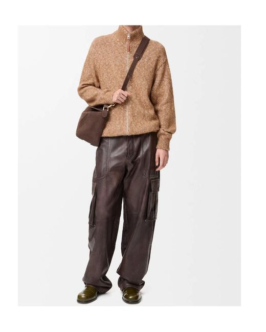 Loewe Brown Monogram Intarsia Knitted Cardigan for men