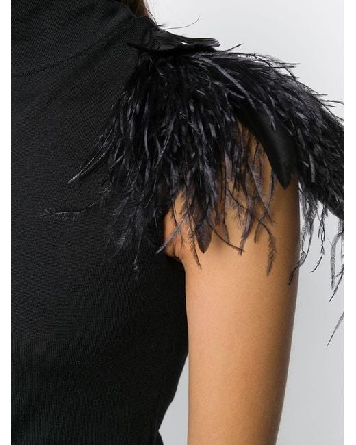 Alberta Ferretti Black Feather-Piping Blouse