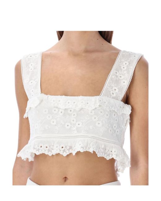Isabel Marant White Mecelia Broderie Anglais Cropped Top