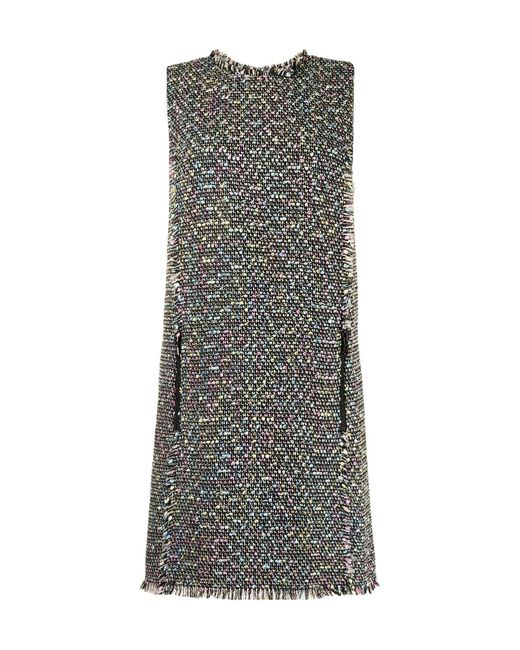 Emporio Armani Gray Tweed Detail Dress