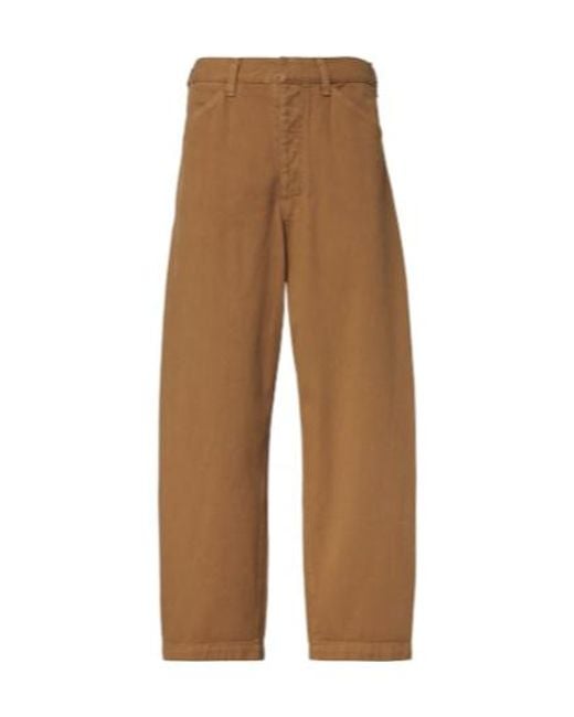 Lemaire Brown Cotton Twill Barrel-Leg Pants for men