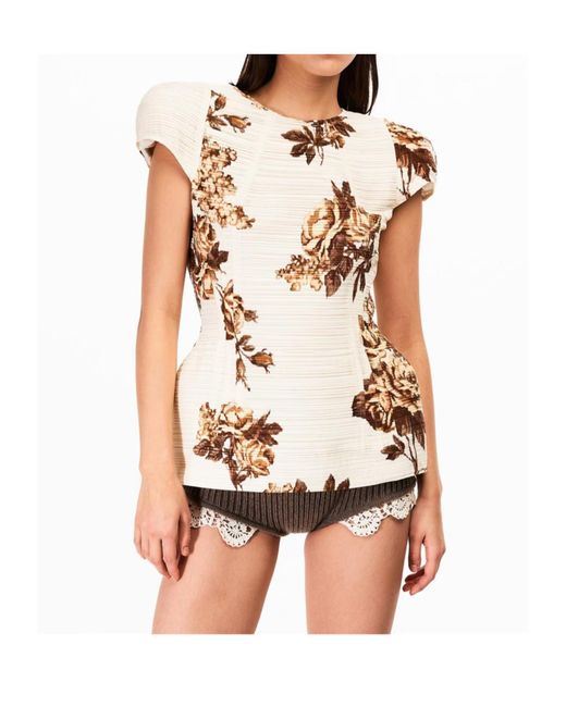 Magda Butrym Natural Short Sleeve Blouse