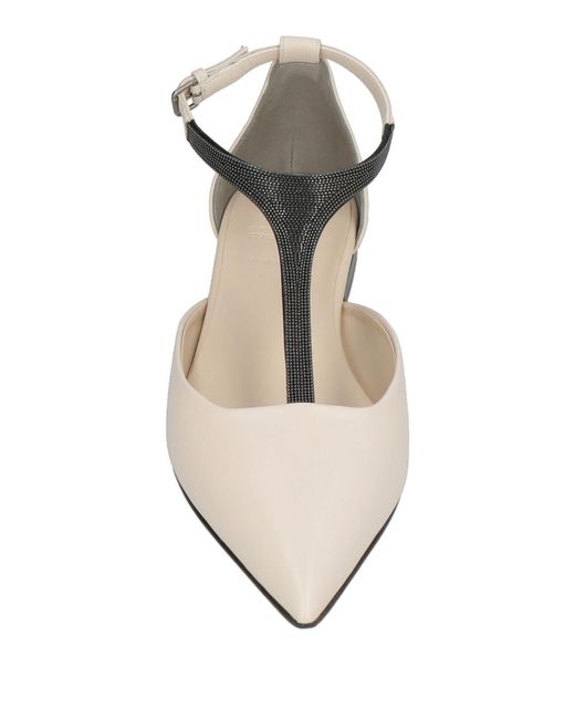 Brunello Cucinelli White Real Leather Flat Sole Sandals