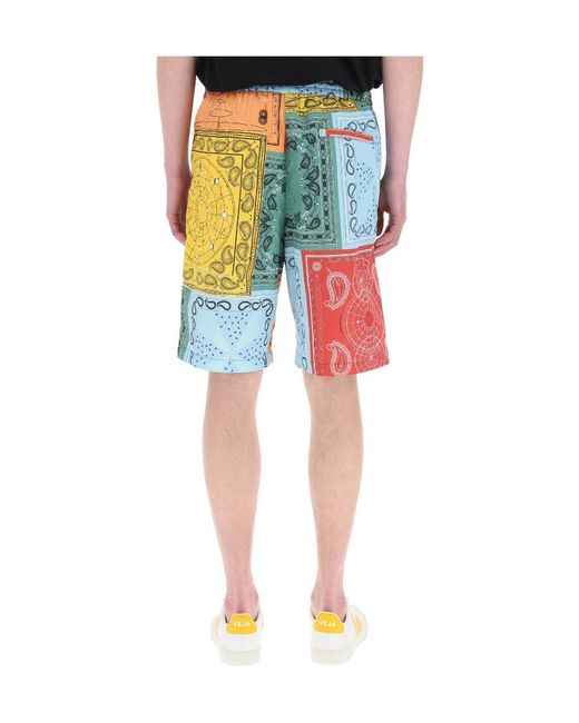 Marcelo Burlon Red County Of Milan Bandana Print Shorts for men