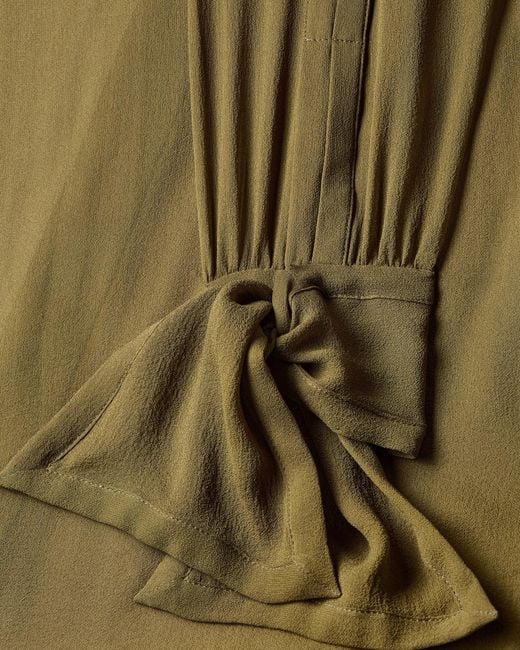 Saint Laurent Green Silk-Crepe Muslin Tie Shirt