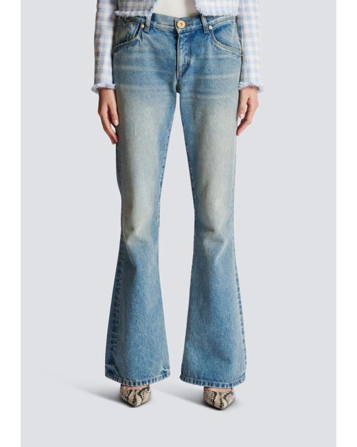 Balmain Blue Western Bootcut Denim Jeans