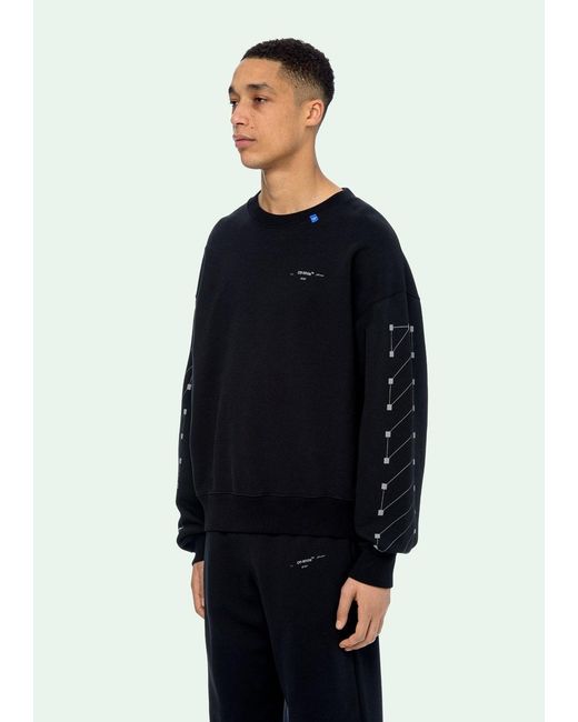 Off-White c/o Virgil Abloh Blue Bian Boxian Same Style Logo Sweater for men