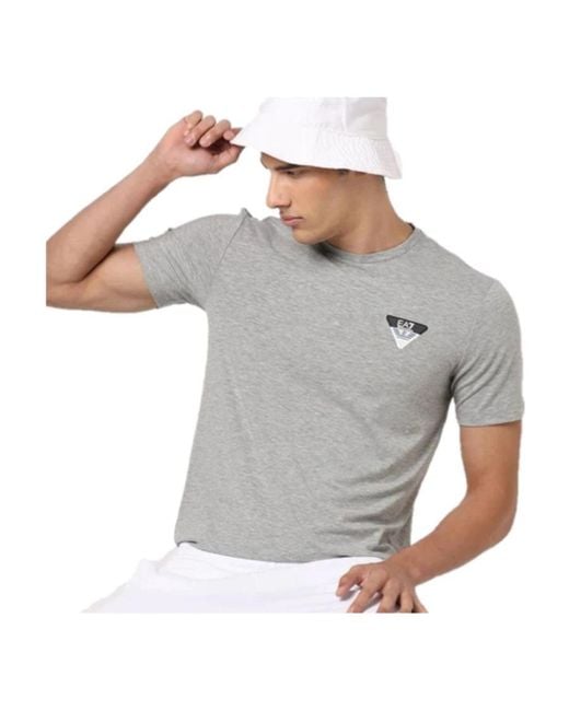 EA7 Gray Logo Short-Sleeved T-Shirt for men