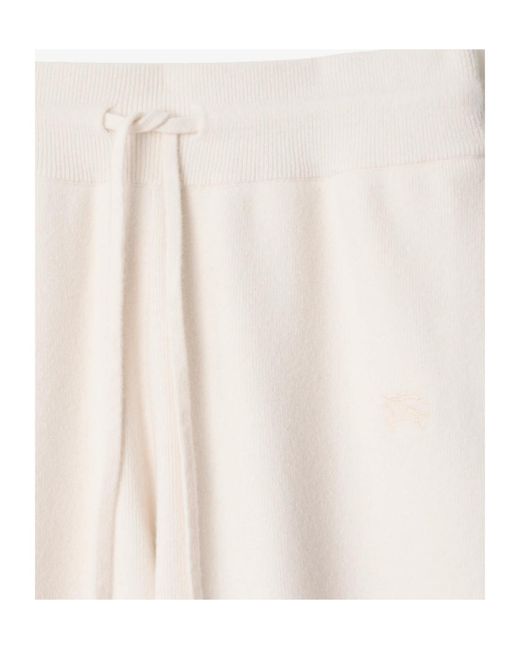Burberry White Logo Embroidered Tapered Knitted Trousers