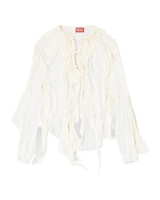 DIESEL White C-Lassy Ruffled Blouse