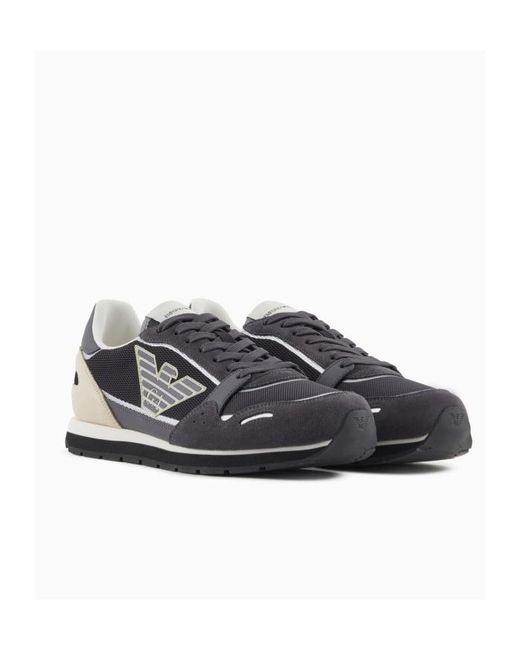 Emporio Armani Black Logo Patch Low-Top Sneakers for men