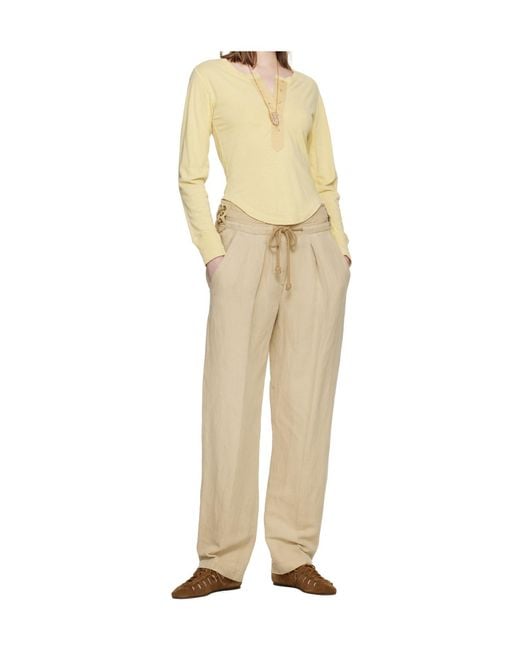 Isabel Marant Natural Talicia Long-Sleeved Henley Shirt